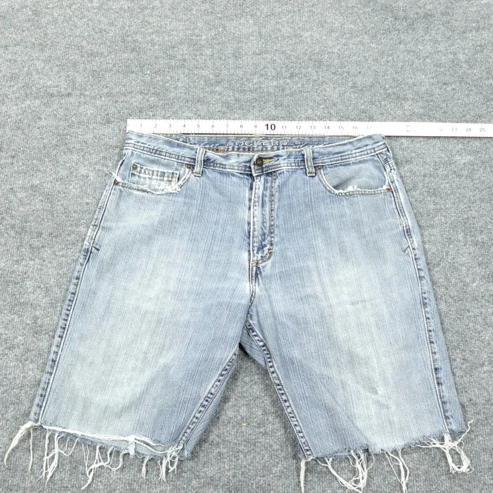 Dockers Denim Shorts Mens 36 Light Blue Cut Off Frayed Hem Distressed Cotton